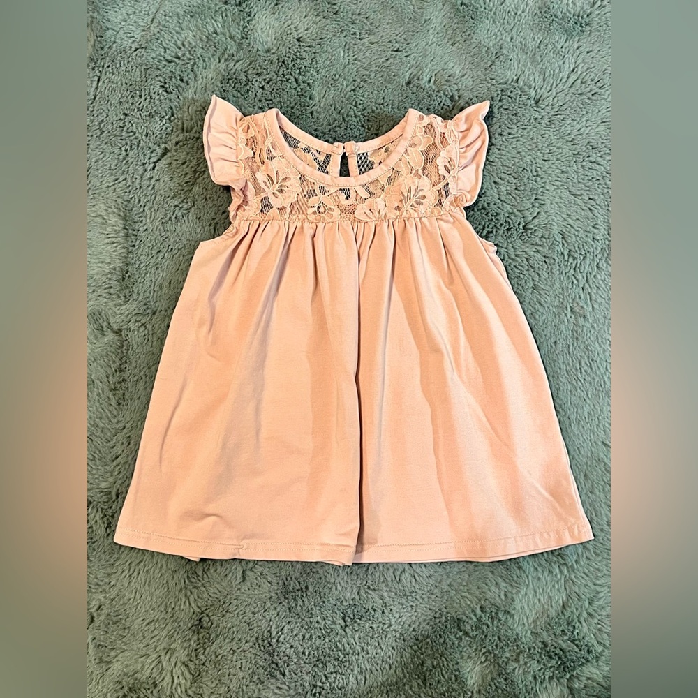 Marie Nicole Pink Lace Flutter Sleeve Top